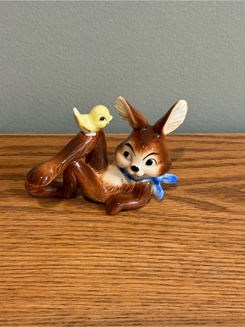 Goebel Reclining Rabbit With Yellow Bird on Knee Figurine 34-817  W Germany